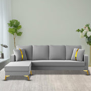 Casaliving Mandis LHS 4 Seater L Shape Sofa Set for Living Room (Black Fabric) Premium Fabric Sofa