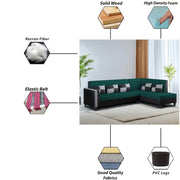 Nordy RHS 6 Seater L Shape Sofa Set for Living Room (Pine Black Colour) Premium Fabric Sofa Set