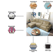 Martin 4 Seater LHS L Shape Sofa Set for Living Room (Cream Colour Fabric)