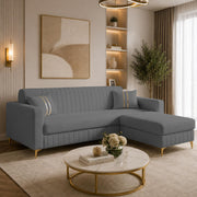 Casaliving Oliveira 4 Seater L Shape Convertible Sofa Set for Living Room, 3 Seater & Ottoman Modular Sectional Couch for Small Space (Grey) Fabric