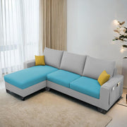 Casaliving Porto RHS 4 Seater L Shape Sofa Set for Living Room (Black Fabric) Premium Velvet Fabric Sofa Set - Black