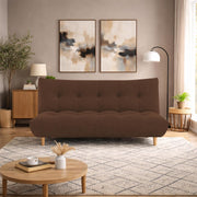 Drantly 3 Seater Sofa Cum Bed for Living Room (Brown Fabric Color) Premium Suede Velvet Fabric Sofa Cum Bed for Living Room