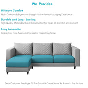 Mikasa 4 Seater LHS L Shape Sofa Set for Living Room (Turquise Grey Fabric) Premium Fabric Sofa Set for Living Room