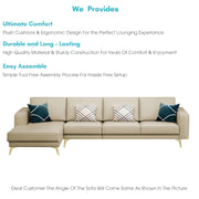 Falco LHS 6 Seater L Shape Sofa Set for Living Room (Cream Fabric) Premium Fabric Sofa