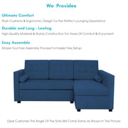 Megan RHS 4 Seater L Shaped Sofa Cum Bed for Living Room (Blue Fabric) Premium Fabric Sofa