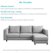 Mikasa 4 Seater RHS L Shape Sofa Set for Living Room (Grey Fabric) Premium Fabric Sofa Set for Living Room