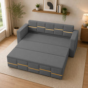 Casaliving Mordo 3 Seater Sofa Cum Bed for Living Room (Black Fabric) Premium Fabric Sofa Set