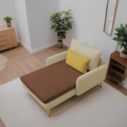 Vive 1 Seater Lounge Sofa for Living Room (Cream Brown Colour) Premium Fabric Sofa