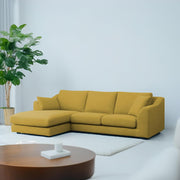 Cortina LHS 4 Seater L Shape Sofa Set for Living Room (Yellow Fabric) Premium Fabric Sofa