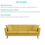 Letty 3 Seater Sofa Set for Living Room (Yellow Colour) Premium Fabric Sofa