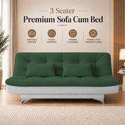 Casaliving Danny Sofa Cum Bed for Living Room Premium Fabric Sofa New 3 Seater Sofa Cum Bed Velvet Fabric with 2 Cushions and Suitable for All Indoor (Black Grey)