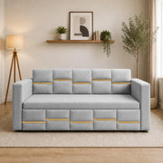 Casaliving Mordo 3 Seater Sofa Cum Bed for Living Room (Black Fabric) Premium Fabric Sofa Set