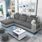 Lanorome LHS 4 Seater L Shape Sofa Set for Living Room- (Dark Grey) Premium Fabric Sofa