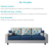 Rolando 3 Seater Sofa Set for Living Room (Blue Grey Colour) Premium Fabric Sofa Set