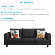Mikasa 3 Seater Sofa Set for Living Room (Black Colour Fabric) Premium Fabric Sofa