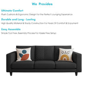 Casaliving Mikasa 3 Seater Sofa Set for Living Room (Black Colour Fabric) Premium Fabric Sofa