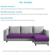 Mikasa 4 Seater RHS L Shape Sofa Set for Living Room (Purple Grey Fabric) Premium Fabric Sofa Set for Living Room