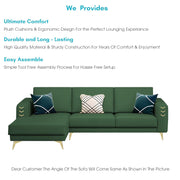Falco LHS 4 Seater L Shape Sofa Set for Living Room (Green Fabric) Premium Fabric Sofa