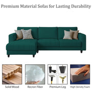 Oslo 4 Seater LHS L Shape Sofa Set for Living Room (Pine Fabric) Premium Fabric Sofa Set for Living Room