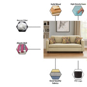 Lifestyle 3 Seater Sofa for Living Room (Black Colour Fabric)