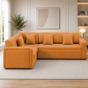 Casaliving Rion 6 Seater L Shape Corner Sofa Cum Bed for Living Room (Black Fabric) Premium Fabric Sofa Cum Bed
