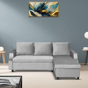 Asper RHS 4 Seater L Shape Sofa Set for Living Room (Grey Fabric) Premium Fabric Sofa