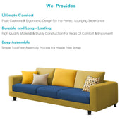 Minta 3 Seater Sofa Set for Living Room (Blue Yellow Colour Fabric) Premium Fabric Sofa