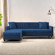 Casaliving Garcia L Shape Sofa Set for Living Room Premium Fabric Sofa (4 Seater LHS, Blue)