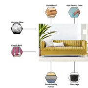 Jarvis 3 Seater Sofa Set for Living Room (Yellow Fabric) | Premium Fabric Sofa