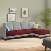 Swaloni RHS 6 Seater L Shape Sofa Set for Living Room (Maroon Grey) Premium Fabric Sofa