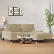 Latieo RHS 2 Seater Lounger L Shape Sofa Set for Living Room (Cream) Premium Fabric Sofa