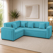 Casaliving Rion 6 Seater L Shape Corner Sofa Cum Bed for Living Room (Black Fabric) Premium Fabric Sofa Cum Bed