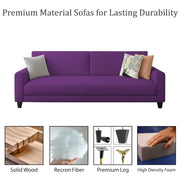 Kaven 3 Seater Sofa Set for Living Room (Purple Colour Fabric) Premium Fabric Sofa