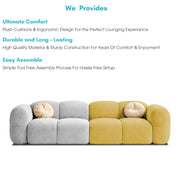 Casaliving Vetras Modern Velvet Bubble Cloud Sofa, Tufted Design Upholstered 3 Seater Sofa Set for Living Room,(Blue Colour) Premium Velvet Fabric Sofa