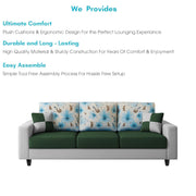 Rolando 3 Seater Sofa Set for Living Room (Green Grey Colour) Premium Fabric Sofa Set