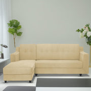 Fracher LHS 4 Seater L Shape Sofa Set for Living Room (Cream Fabric) Premium Fabric Sofa