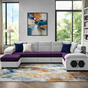 Auren 12 Seater L-Shape Comfortable Sectional Sofa Set with Ottoman for Living Room (Black Grey) Premium Fabric Sofa