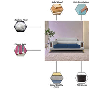 Falconar 3 Seater Sofa Set for Living Room (Blue Grey Fabric) Premium Fabric Sofa