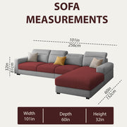 Orion RHS 6 Seater L Shape Sofa Set for Living Room (Maroon Grey Colour) Premium Fabric Sofa