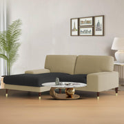 Latieo LHS 2 Seater Lounger L Shape Sofa Set for Living Room (Cream Black) Premium Fabric Sofa