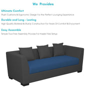 Casaliving Amida 3 Seater Sofa Set for Living Room (Blue Black Colour) Premium Fabric Sofa