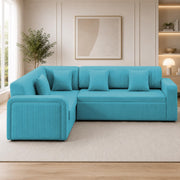 Casaliving Rion 6 Seater L Shape Corner Sofa Cum Bed for Living Room (Black Fabric) Premium Fabric Sofa Cum Bed
