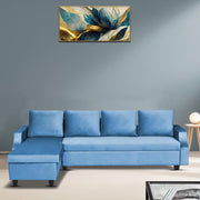 Asper LHS 6 Seater L Shape Sofa Set for Living Room (Turquise Fabric) Premium Fabric Sofa