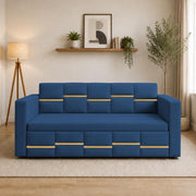 Casaliving Mordo 3 Seater Sofa Cum Bed for Living Room (Black Fabric) Premium Fabric Sofa Set