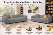 Elora Modern Premium Boucle Fabric Sofa, Upholstered 3+2 Seater Sofa Set for Living Room, (Beige Colour) Premium Boucle Fabric Sofa
