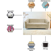 Casaliving Doraldo 3 Seater Sofa Cum Bed for Living Room (Cream Fabric) Premium Fabric Sofa