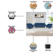 Casaliving Anyse 3+1+1 Seater Sofa Set for Living Room (Blue Colour) Premium Fabric Sofa Set