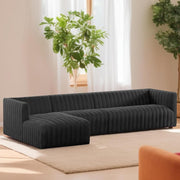 Rowan LHS 6 Seater L Shape Sofa Set for Living Room (Black Fabric) Premium Fabric Sofa