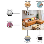 Denis 5 Seater RHS L Shape Sofa Set for Living Room (Orange Fabric) Premium Fabric Sofa