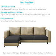 Mikasa 4 Seater LHS L Shape Sofa Set for Living Room (Cream Black Fabric) Premium Fabric Sofa Set for Living Room
